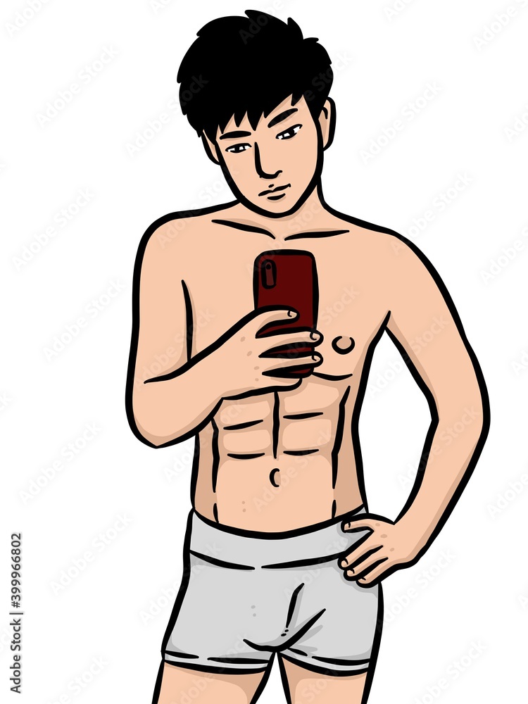 Fototapeta premium cartoon cute man on white background