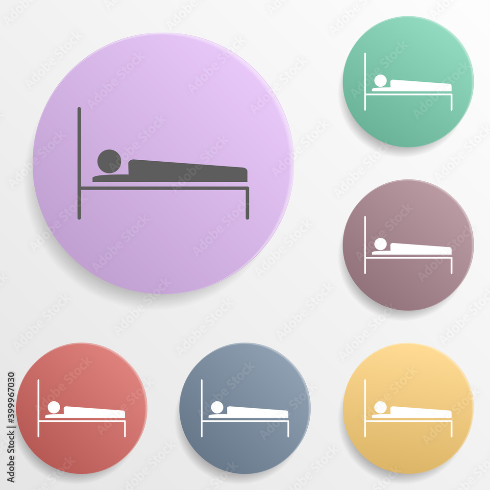 Bed badge color set icon. Simple glyph, flat vector of map icons for ui and ux, website or mobile application Bed badge color set icon. Simple glyph, flat vector of map icons for ui and ux, website or mobile application
