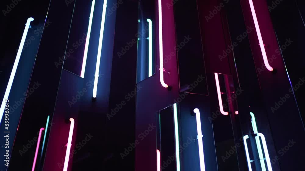 Neon photo zone. Ultraviolet light from lamps Neon photo zone. Ultraviolet light from lamps