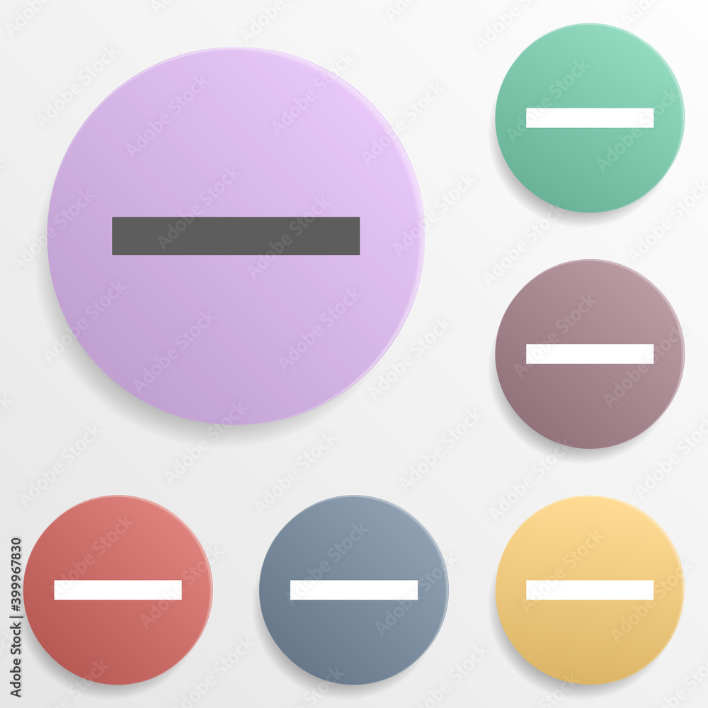 Minus sign badge color set icon. Simple glyph, flat vector of map icons for ui and ux, website or mobile application Minus sign badge color set icon. Simple glyph, flat vector of map icons for ui and ux, website or mobile application
