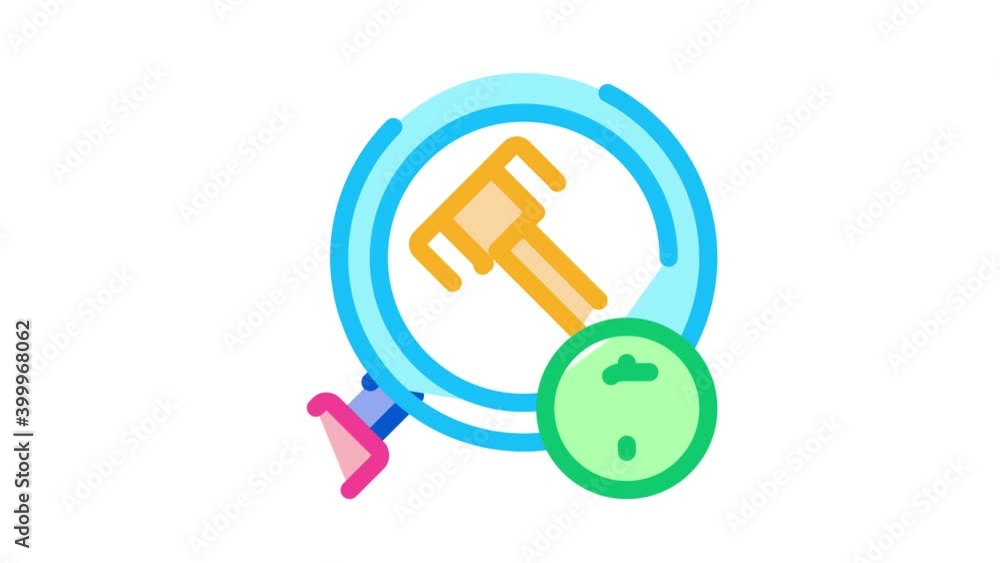 justice hammer research Icon Animation. color justice hammer research animated icon on white background justice hammer research Icon Animation. color justice hammer research animated icon on white background
