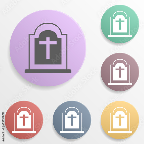Place cemetery badge color set icon. Simple glyph  flat vector of map icons for ui and ux  website or mobile application