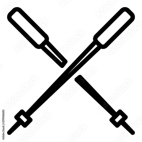 Nordic walking sticks icon. Outline nordic walking sticks vector icon for web design isolated on white background