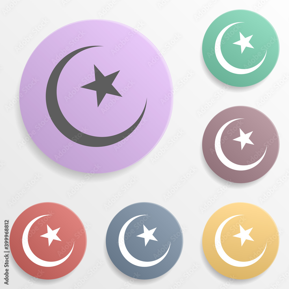 Place of the mosque badge color set icon. Simple glyph, flat vector of map icons for ui and ux, website or mobile application Place of the mosque badge color set icon. Simple glyph, flat vector of map icons for ui and ux, website or mobile application