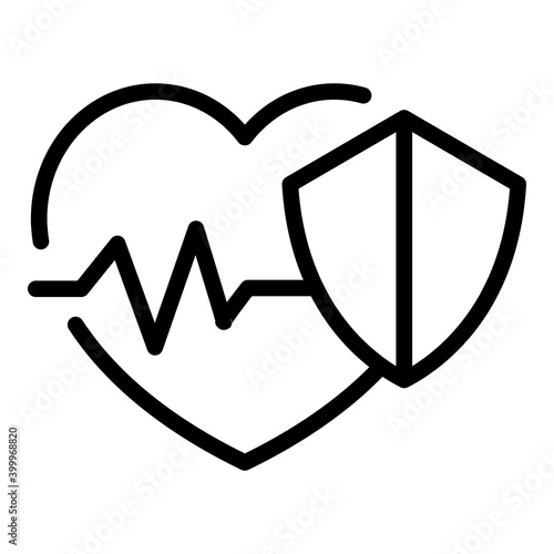 Protected heart rate icon. Outline protected heart rate vector icon for web design isolated on white background