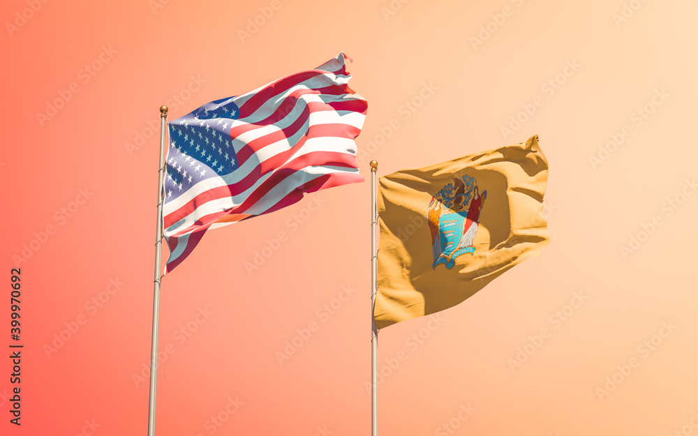 Obraz premium New Jersey US State Flags at gradient background
