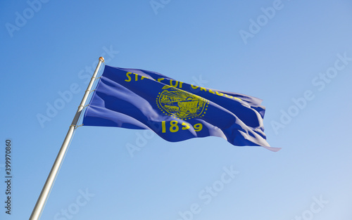 Oregon US State Flag low angle