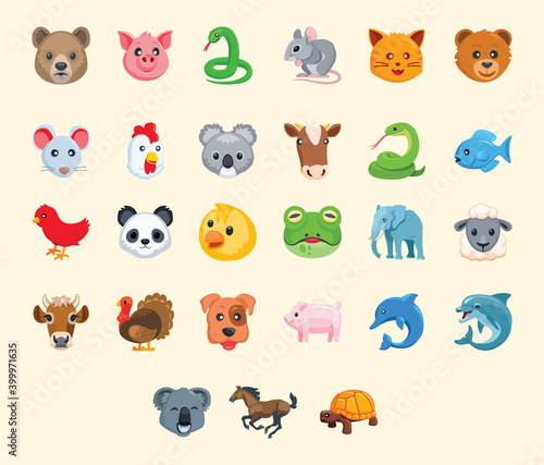 Animal set vector isolated icon collection. Animal set