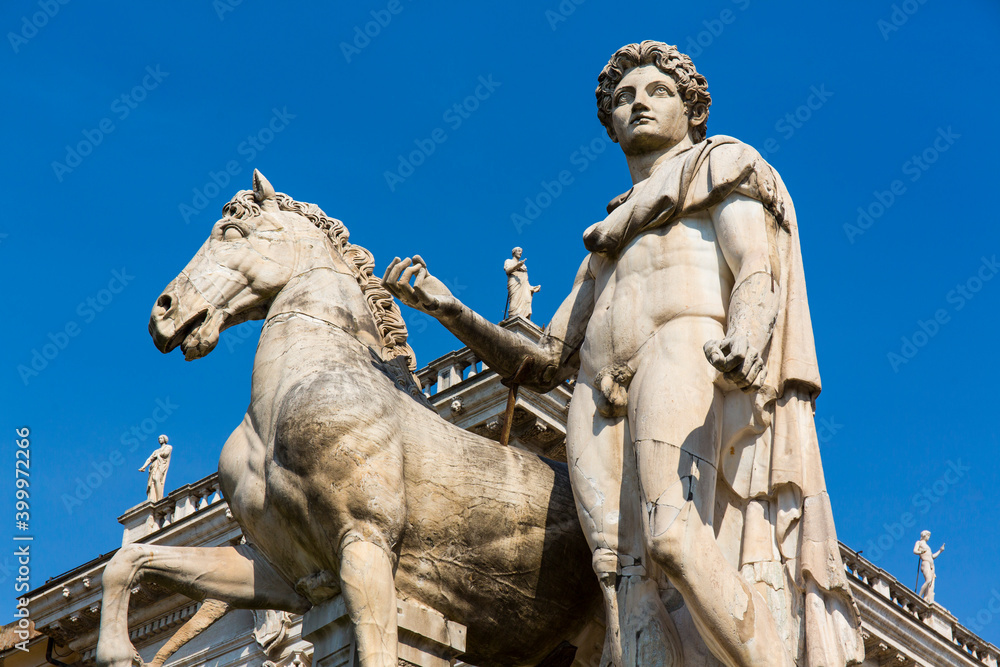 Castor and Pollux Sculptures, Cordonata Stairs, Campidoglio Square, Rome, Italy, Europe