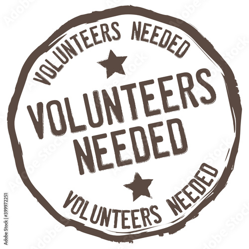 Volunteers Needed. Vector Grunge Icon.