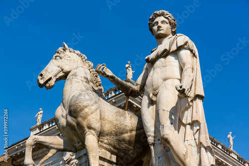 Castor and Pollux Sculptures, Cordonata Stairs, Campidoglio Square, Rome, Italy, Europe