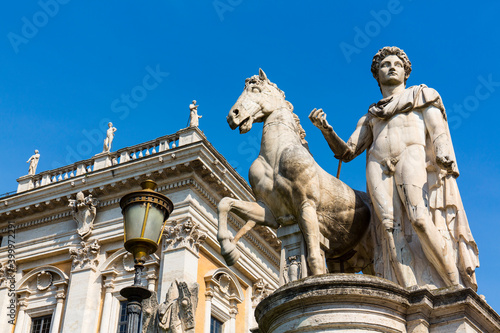 Castor and Pollux Sculptures, Cordonata Stairs, Campidoglio Square, Rome, Italy, Europe