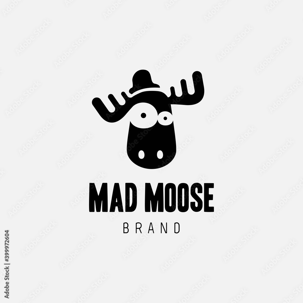 mad moose logo design template vector idea creative modern flat simple