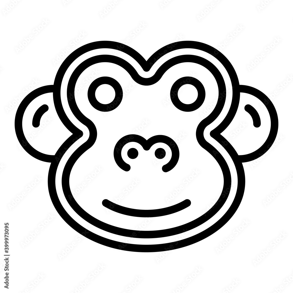 Smile gibbon icon. Outline smile gibbon vector icon for web design isolated on white background Smile gibbon icon. Outline smile gibbon vector icon for web design isolated on white background