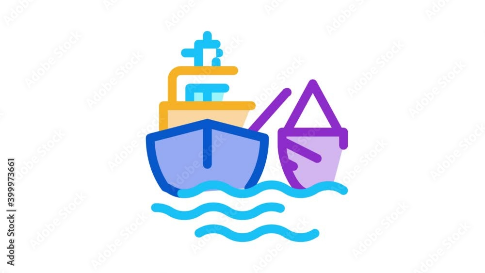 fishing ship Icon Animation. color fishing ship animated icon on white background fishing ship Icon Animation. color fishing ship animated icon on white background