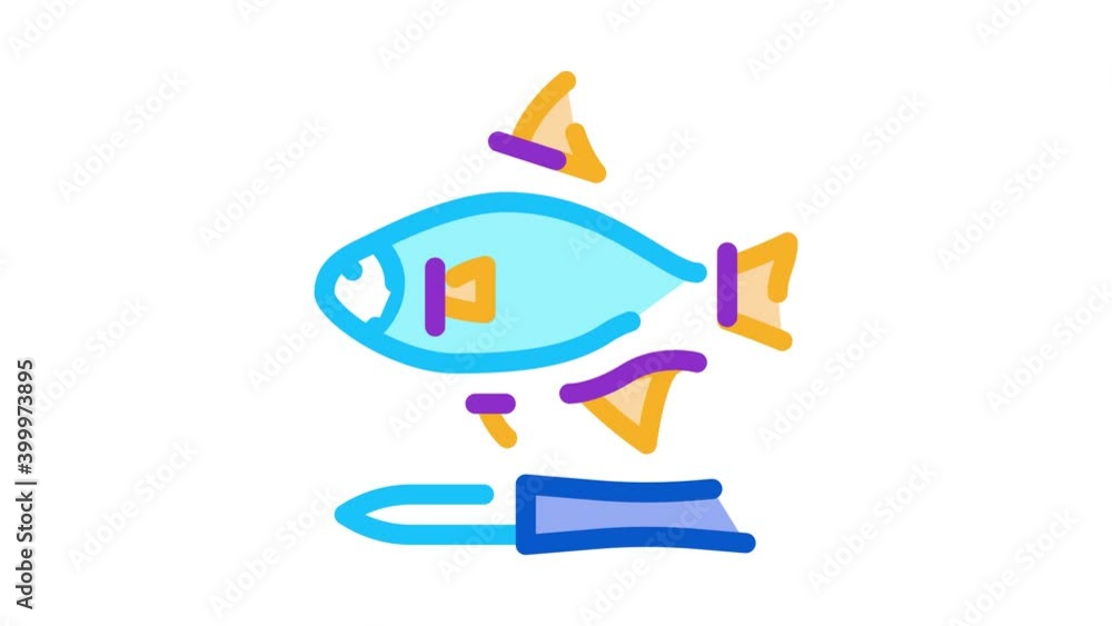 fish cut fin Icon Animation. color fish cut fin animated icon on white background fish cut fin Icon Animation. color fish cut fin animated icon on white background