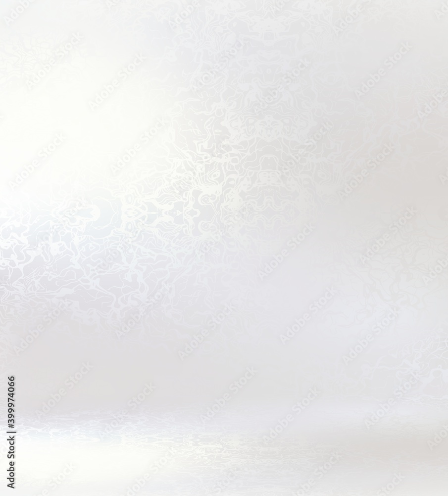 White pearl textured empty room 3d render. Polished shiny blank background.