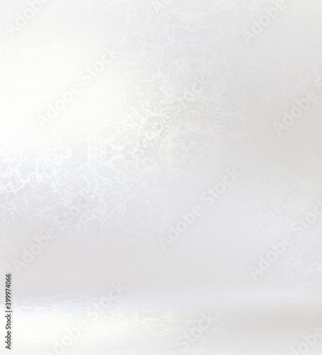 White pearl textured empty room 3d render. Polished shiny blank background.