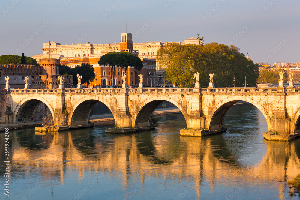 Tiber River, Saint Angelo Bridge, Rome, Italy, Europe