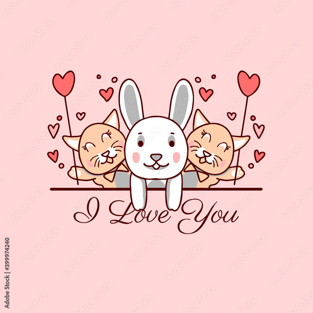 bunny and cats animal love valentines day bunny and cats animal love valentines day