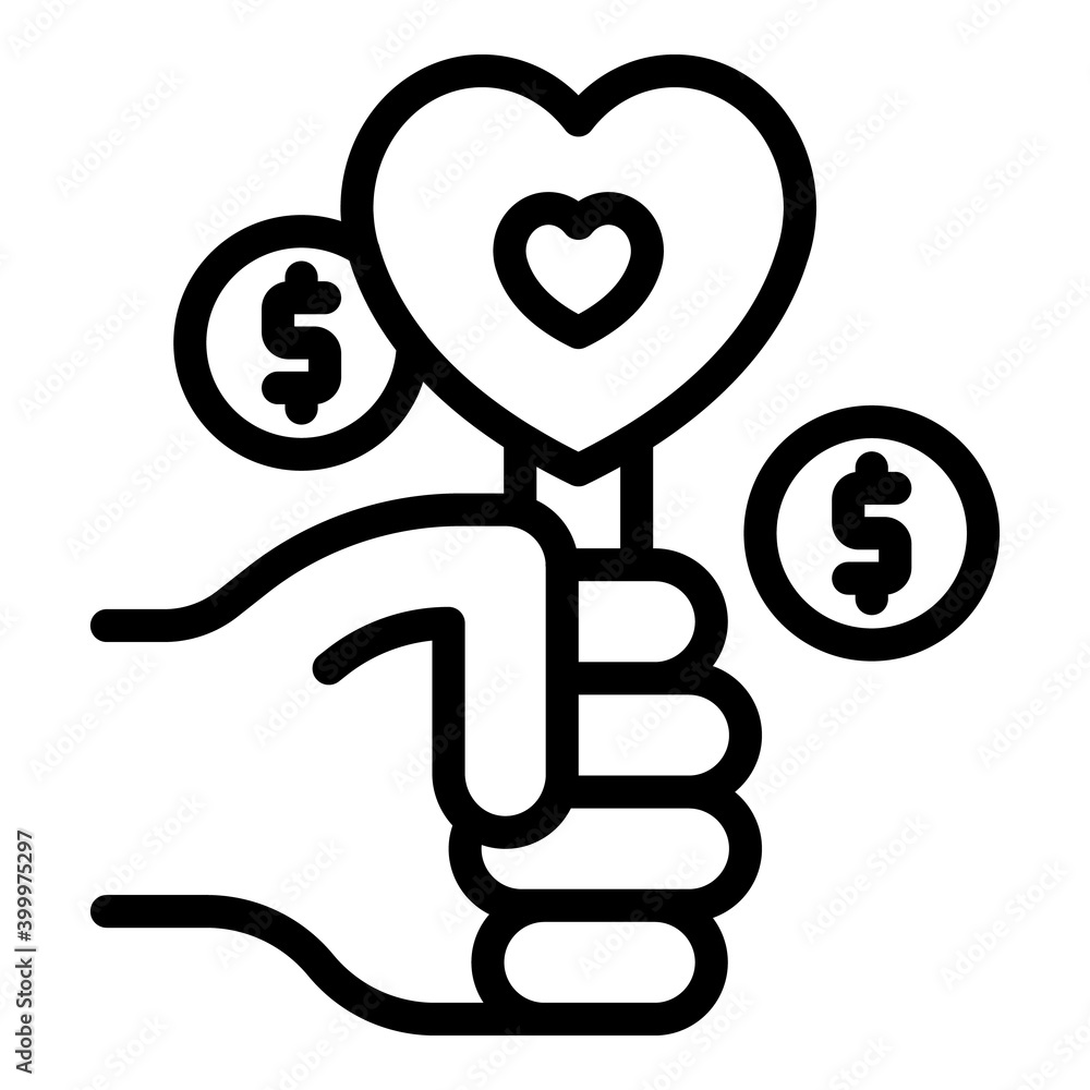 Charity heart icon. Outline charity heart vector icon for web design isolated on white background Charity heart icon. Outline charity heart vector icon for web design isolated on white background
