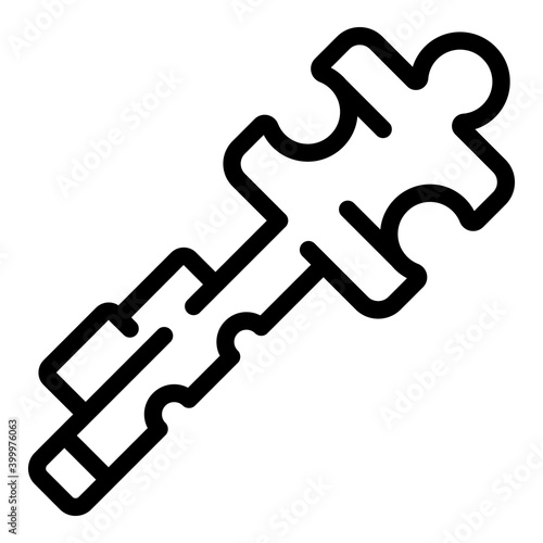 Key solving icon. Outline key solving vector icon for web design isolated on white background