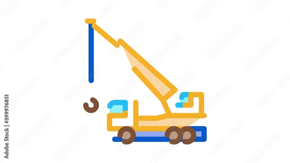 crane hydraulic equipment Icon Animation. color crane hydraulic equipment animated icon on white background