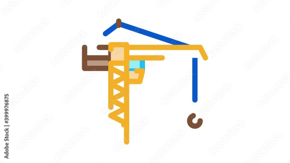 engineering crane Icon Animation. color engineering crane animated icon on white background engineering crane Icon Animation. color engineering crane animated icon on white background