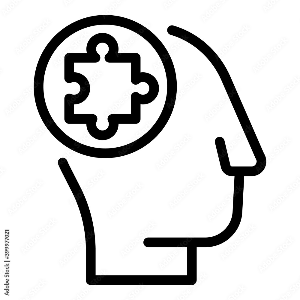 Puzzle mind icon. Outline puzzle mind vector icon for web design isolated on white background Puzzle mind icon. Outline puzzle mind vector icon for web design isolated on white background