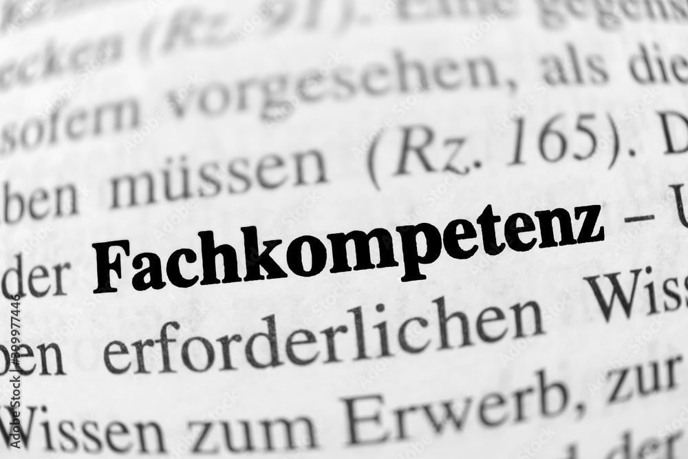 Fachkompetenz is the german word of professional competence - black and white Fachkompetenz is the german word of professional competence - black and white