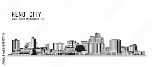 Cityscape Building Abstract Simple shape and modern style art Vector design -  Reno city