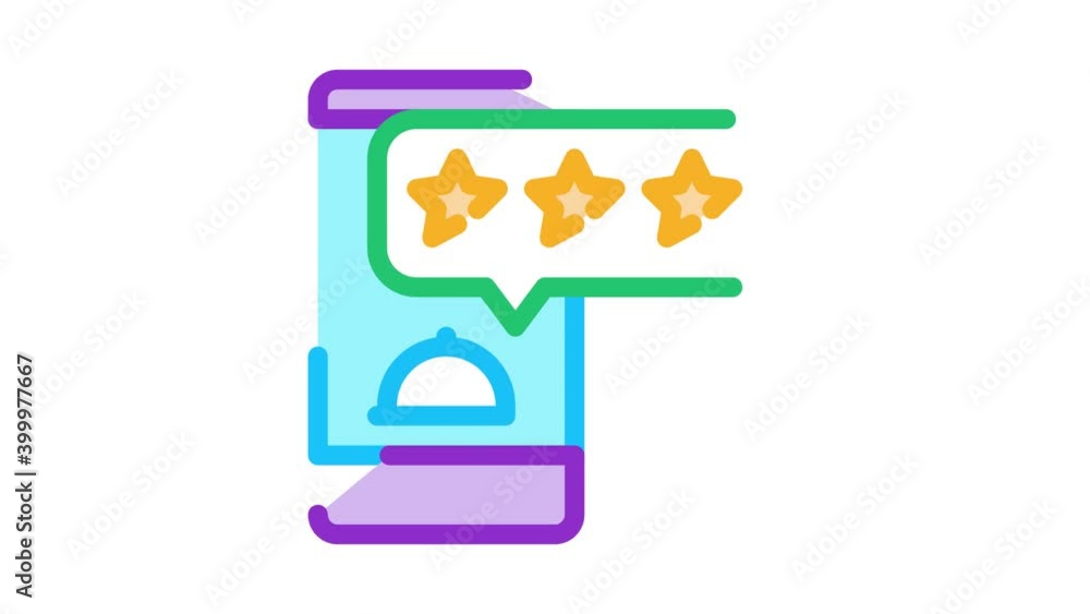 food delivery review stars Icon Animation. color food delivery review stars animated icon on white background food delivery review stars Icon Animation. color food delivery review stars animated icon on white background