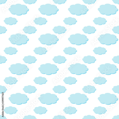 Simply flat pattern design of pastel clouds Thai floating on white background. Sweet decorating for wrapping paper, wallpaper, fabric, backdrop and etc.