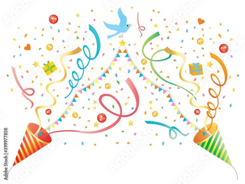 赤と緑の2つのストライプのパーティークラッカー