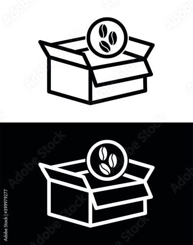Vector image. Collection of different boxed coffee transport icons.
