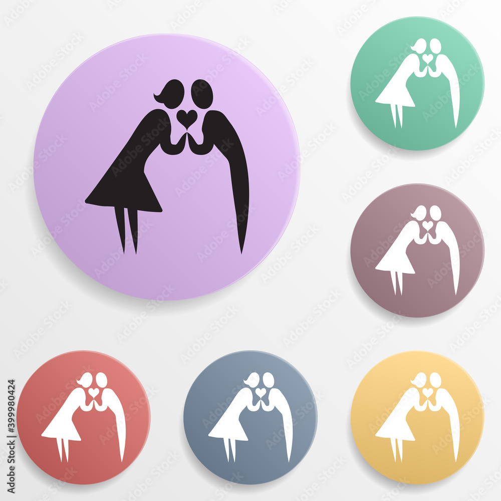 People in search of love badge color set icon. Simple glyph, flat vector of valentine's day- wedding icons for ui and ux, website or mobile application People in search of love badge color set icon. Simple glyph, flat vector of valentine's day- wedding icons for ui and ux, website or mobile application