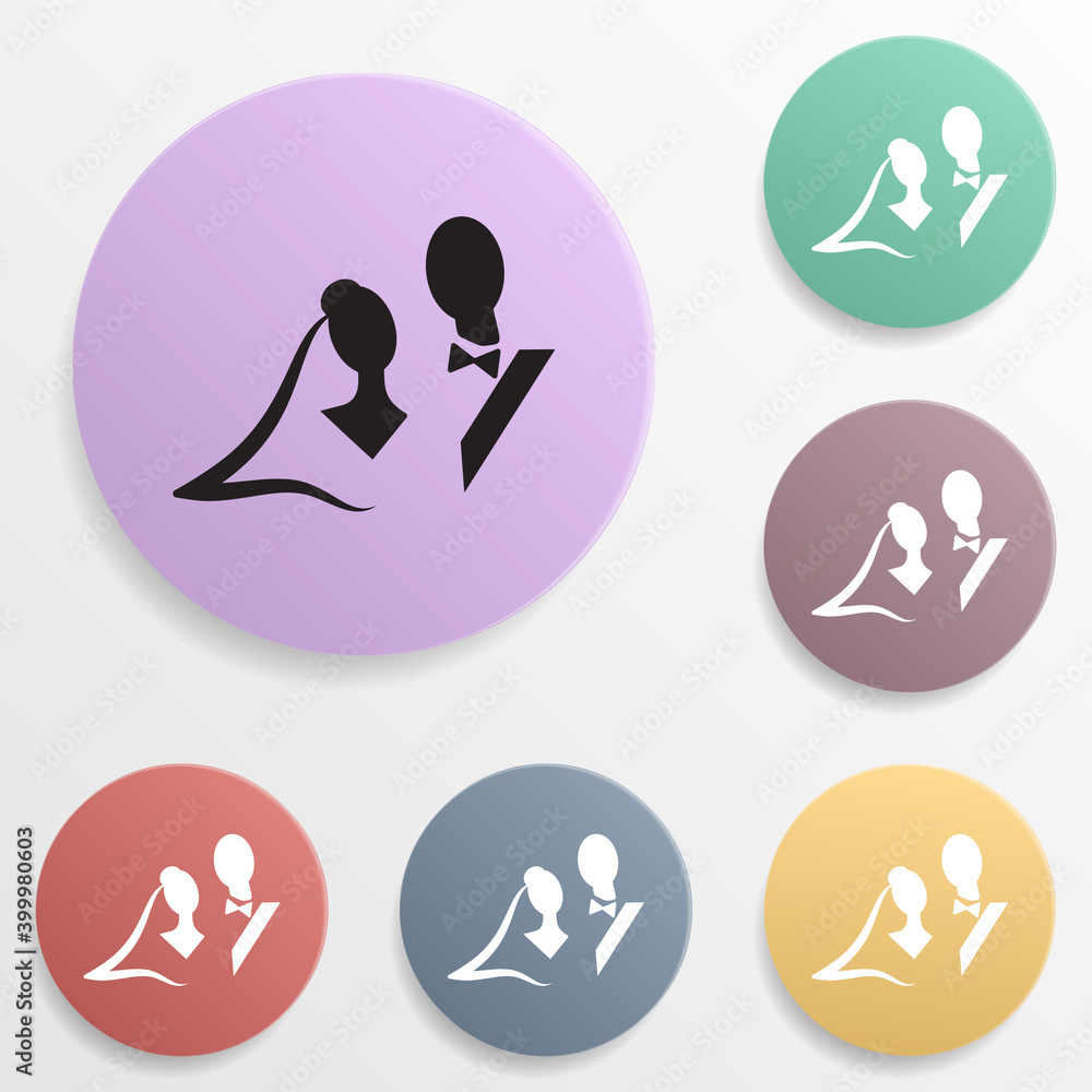 A loving couple holds a heart badge color set icon. Simple glyph, flat vector of valentine's day- wedding icons for ui and ux, website or mobile application A loving couple holds a heart badge color set icon. Simple glyph, flat vector of valentine's day- wedding icons for ui and ux, website or mobile application