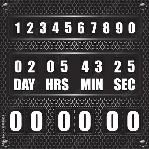 Countdown timer on octagon metal background