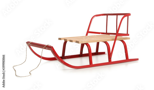 Obraz na plátně Stylish sleigh isolated on white. Winter activity