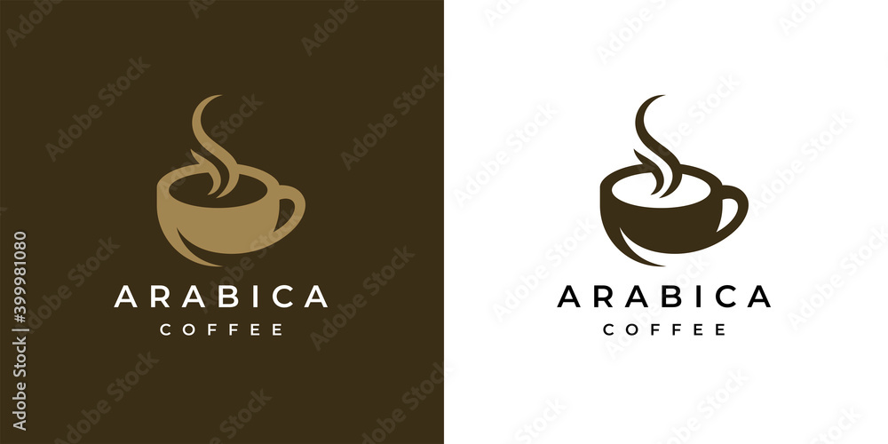 Premium coffee shop logo. Cafe mug icon. Latte aroma symbol. Espresso ...