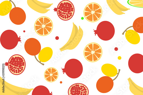Fototapeta Naklejka Na Ścianę i Meble -  seamless pattern with cartoon fruits background vector design for backgrounds, banners, posters, gift wrapping illustration.  
