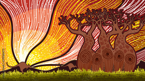 Nature painting with boab tree
