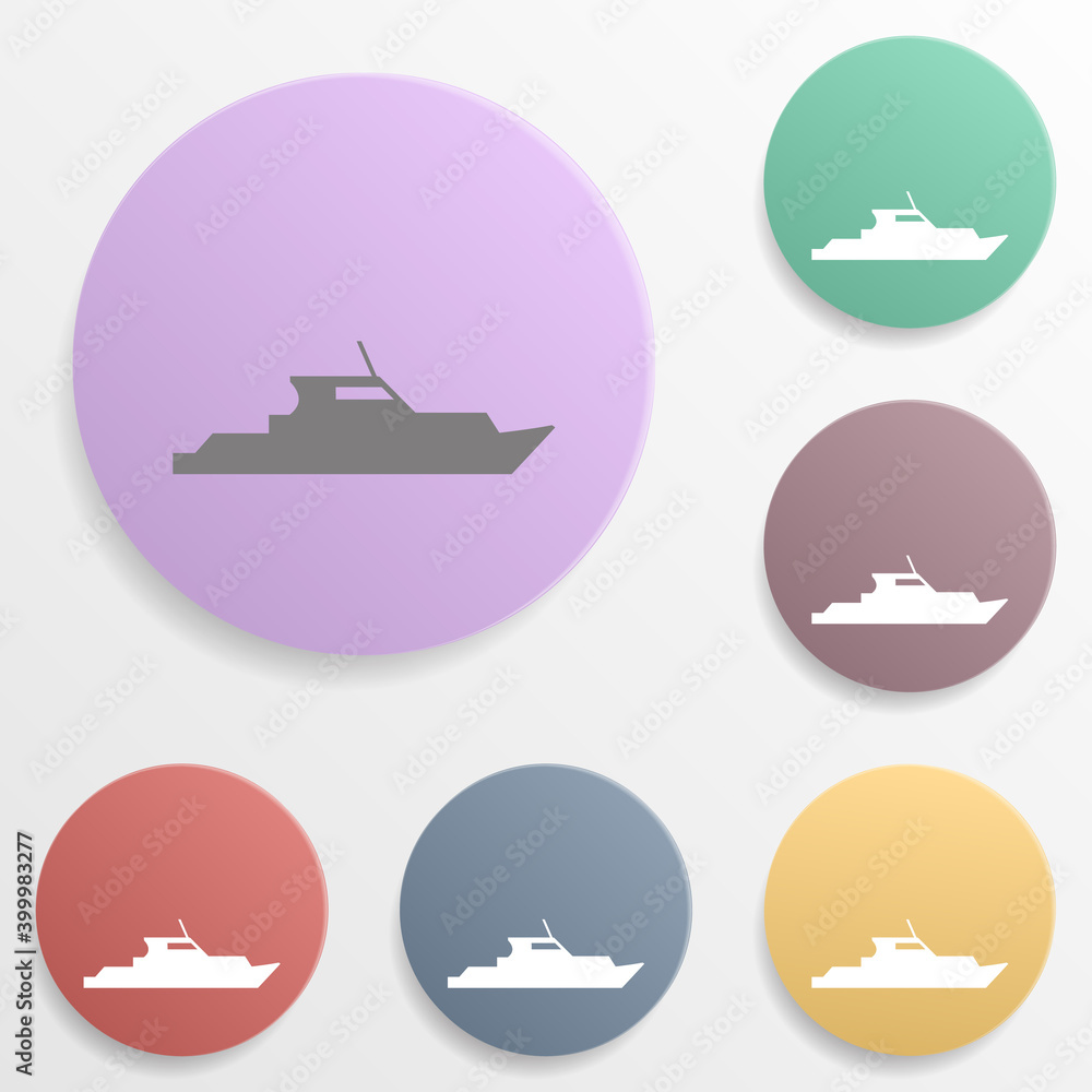 Boat yacht badge color set icon. Simple glyph, flat vector of web icons for ui and ux, website or mobile application Boat yacht badge color set icon. Simple glyph, flat vector of web icons for ui and ux, website or mobile application