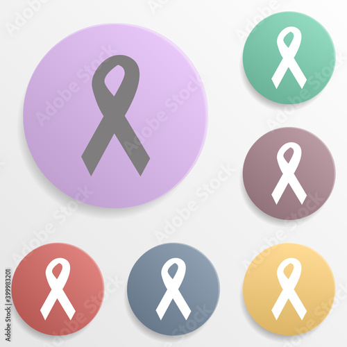 Aids awareness ribbon badge color set icon. Simple glyph, flat vector of web icons for ui and ux, website or mobile application