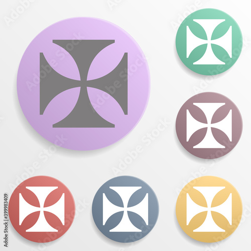 Cross of the knights templar badge color set icon. Simple glyph, flat vector of web icons for ui and ux, website or mobile application
