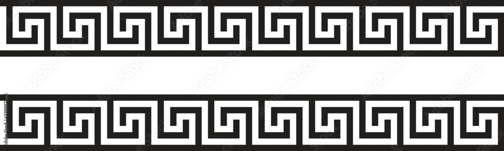 Meander and wave. Ancient Greek borders. Set of ornaments Stock Vector ...