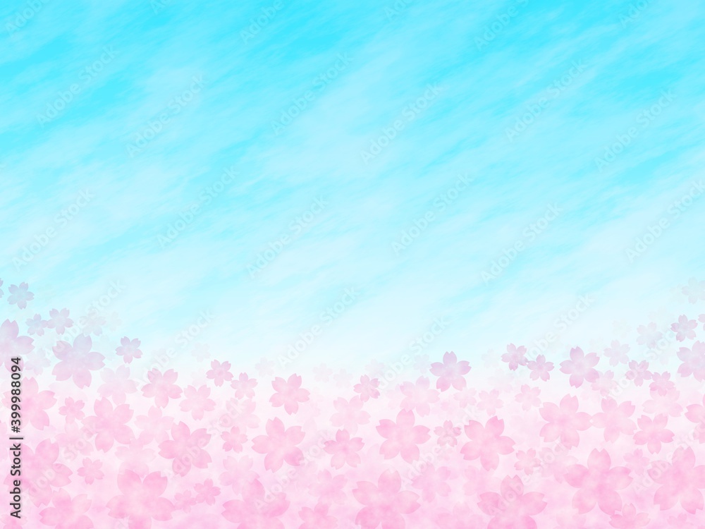 満開の桜と空の背景イラスト no.02 満開の桜と空の背景イラスト no.02