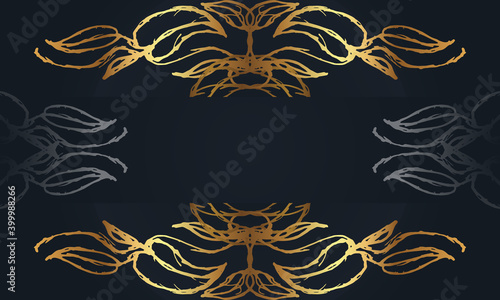 Luxury ornamental vector background design. Black and golden floral background illustration.