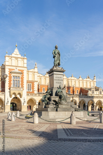 The Old Town Square and Adam Mickiewicz Monument, UNESCO World Heritage Site, Krakow, Poland photo