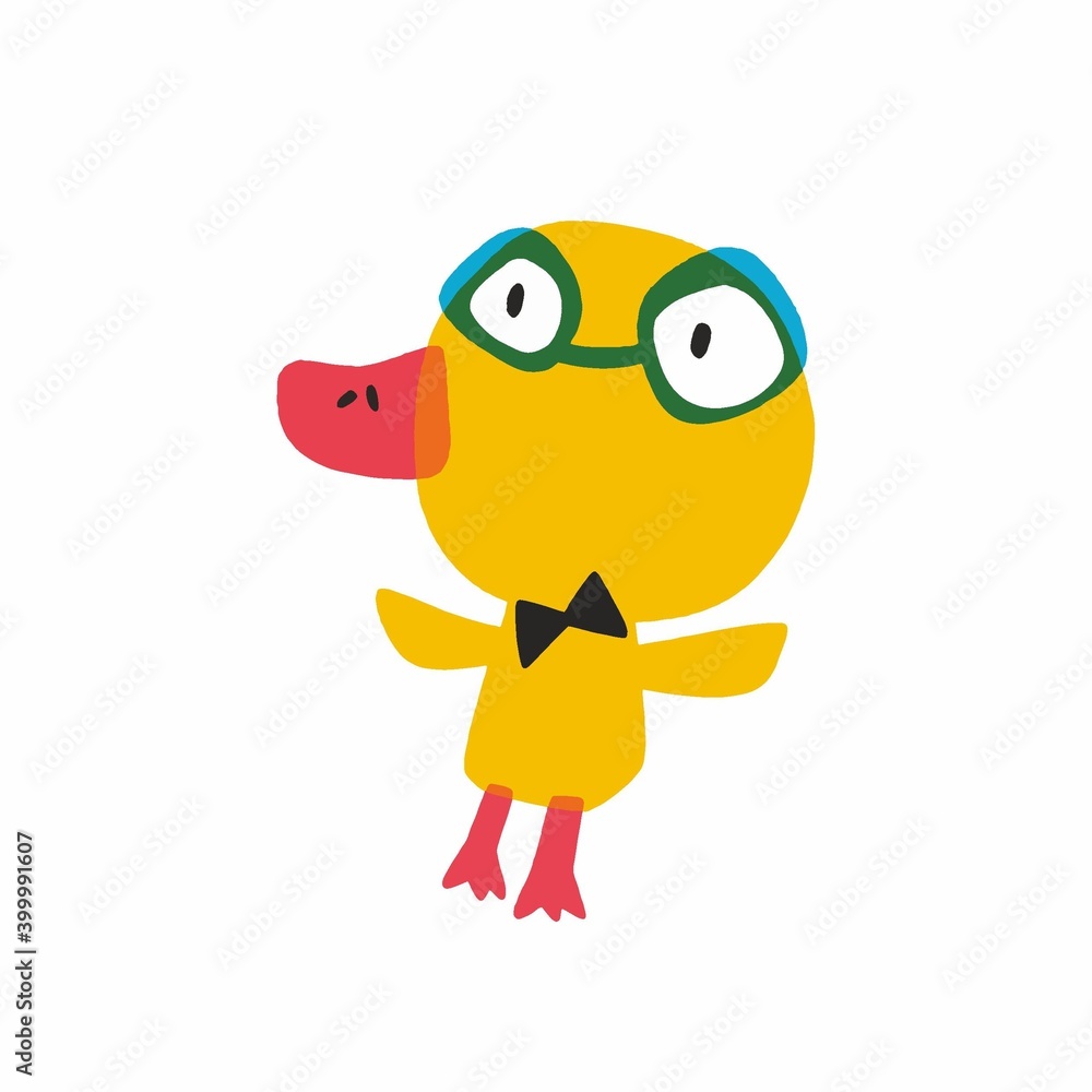 Cute cartoon duck - children illustrations